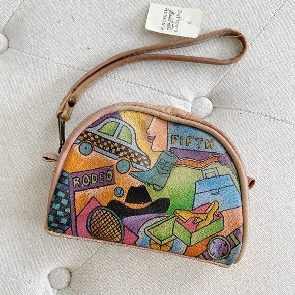 Vintage Handbags - Vintage Emily Ann Hand Painted Western Wristlet